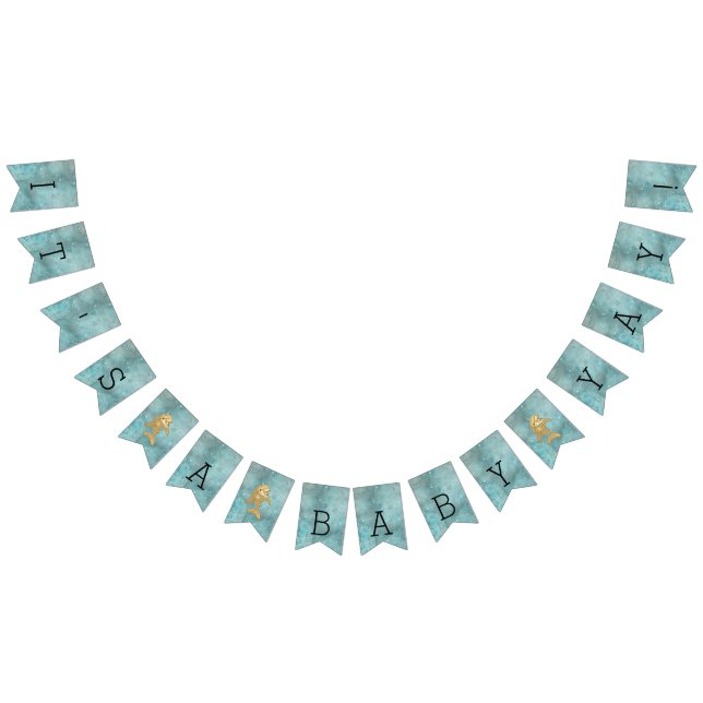 Banderines Baby Shower Gold Dolphin Baby, Banner Swallowtail (Todo)