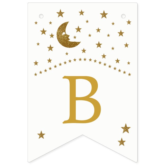 Banderines Baby Shower Gold Moon and Stars (Tercera bandera)