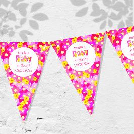Banderines Baby Shower personalizado de flor rosa de bonito