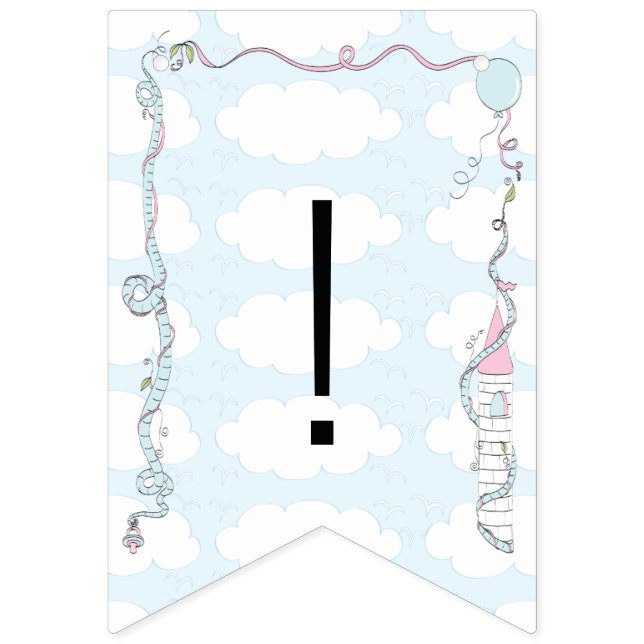 Banderines Baby Shower Pink/Blue/Castle, Banner Swallowtail (Decimosexta bandera)