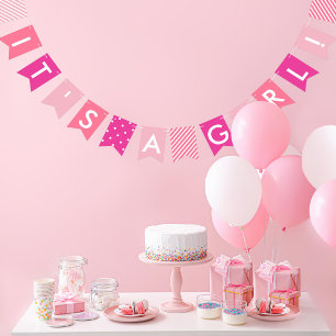 Banderines Baby Shower rosa es un Chica