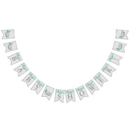 Banderines Baby Shower verde, blanco y gris