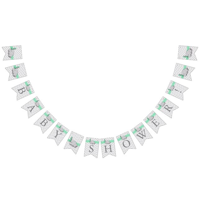 Banderines Baby Shower verde, blanco y gris (Todo)
