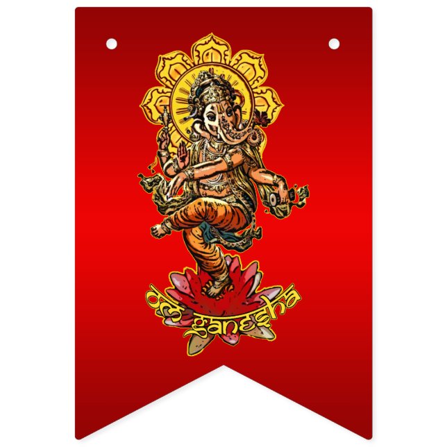 Banderines Bailando Ganesha en el florecimiento de las fotos (Primera bandera)