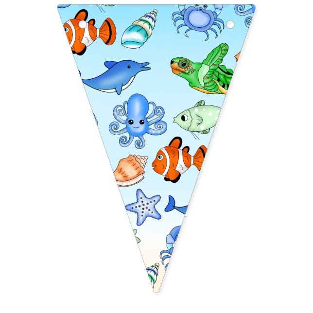 Banderines Bajo el mar | Criaturas marinas (Primera bandera)