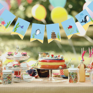 Banderines Bajo el mar los niños fiesta de primer cumpleaños