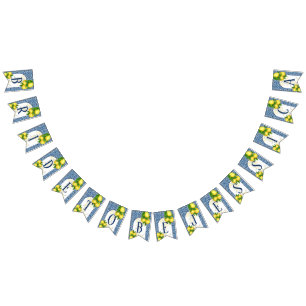 Banderines Baldosas azules de Amalfi limones novia a 7 letras
