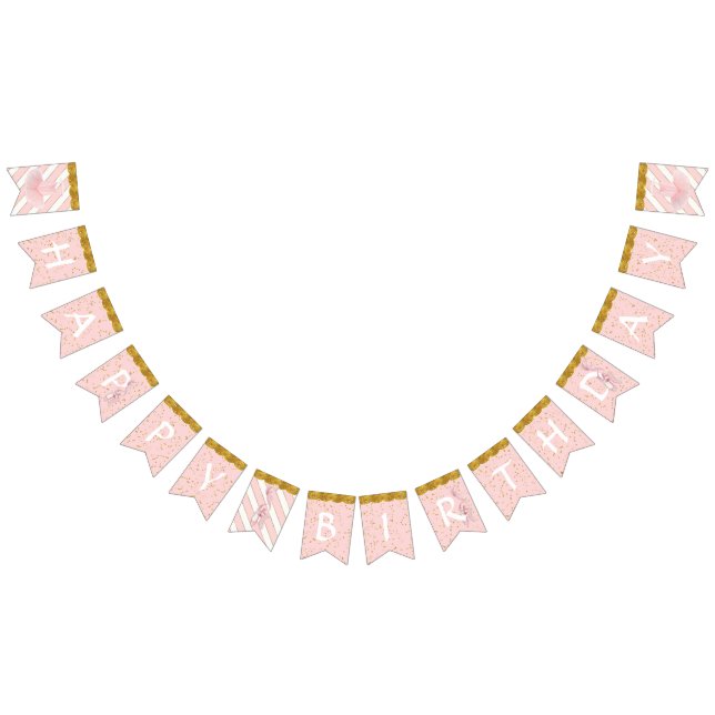 Banderines Ballerina Tutu Chica Pink Gold Party Decour (Todo)