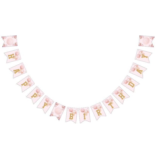 Banderines Baloncesto Chica de lujo Feliz Cumpleaños (Todo)