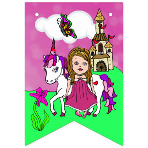 Banderines Banderín de Cumpleaños de Niñas Hadas Magenta Boni