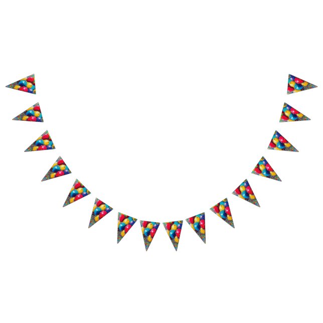 Banderines Banderín de cumpleaños género neutral con globos c (Todo)