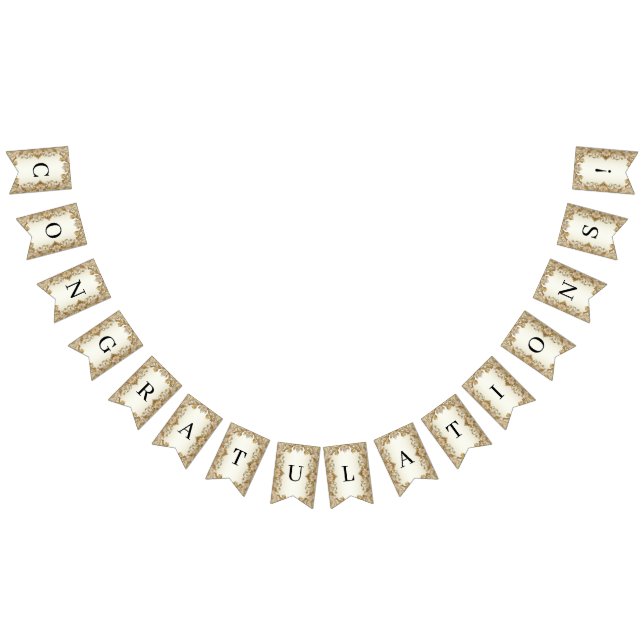 Banderines Banderín decorativo de flores blancas de oro (Todo)