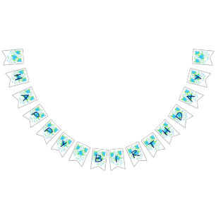 Banderines Banner azul feliz cumpleaños