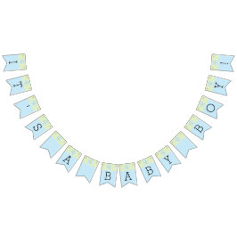 Banderines Banner Baby Shower Blue/Dolphin, Swallowtail