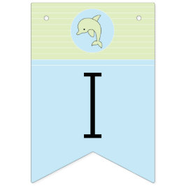 Banderines Banner Baby Shower Blue/Dolphin, Swallowtail