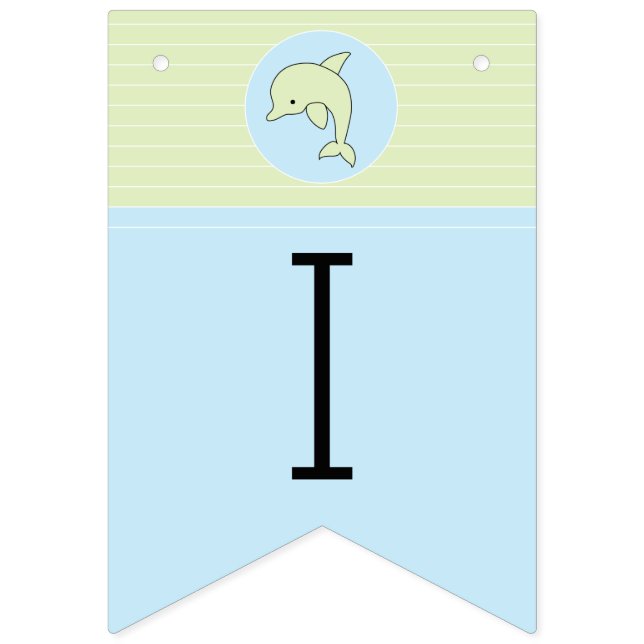 Banderines Banner Baby Shower Blue/Dolphin, Swallowtail (Primera bandera)