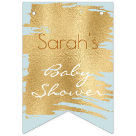 Banderines Banner Baby Shower Classic Blue/Gold Swallowtail