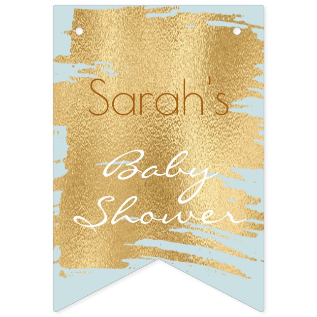 Banderines Banner Baby Shower Classic Blue/Gold Swallowtail (Primera bandera)