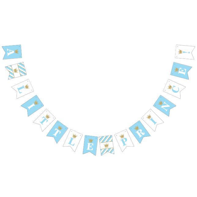 Banderines Banner Baby Shower de Principito Pequeño, azul beb (Todo)