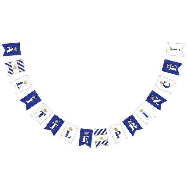 Banderines Banner Baby Shower del Principito Pequeño, azul re (Todo)