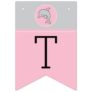 Banderines Banner Baby Shower Pink/Dolphin, Swallowtail