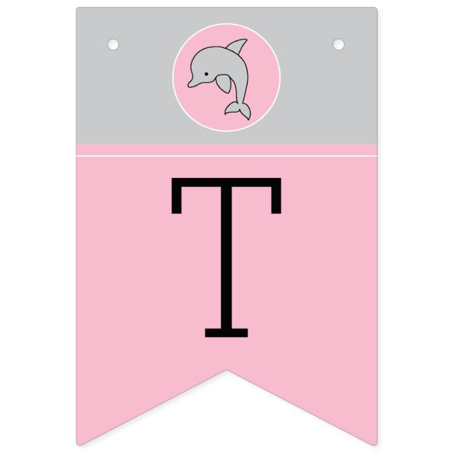 Banderines Banner Baby Shower Pink/Dolphin, Swallowtail (Segunda bandera)
