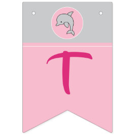 Banderines Banner Baby Shower Swallowtail Delfín rosa/gris