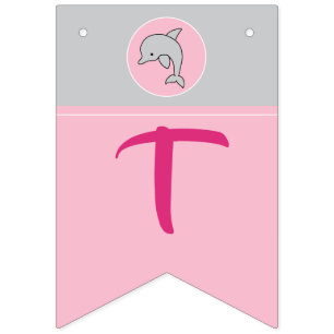 Banderines Banner Baby Shower Swallowtail Delfín rosa/gris