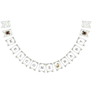 Banderines Banner de agrupamiento de pug Greenery Baby Shower