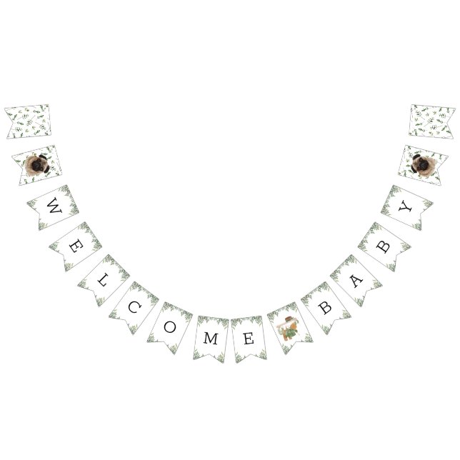 Banderines Banner de agrupamiento de pug Greenery Baby Shower (Todo)