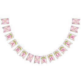 Banderines Banner de agrupamiento floral rosa y verde nostálg