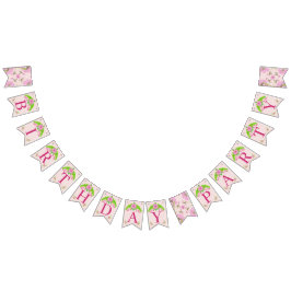 Banderines Banner de agrupamiento floral rosa y verde nostálg