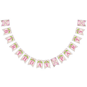 Banderines Banner de agrupamiento floral rosa y verde nostálg