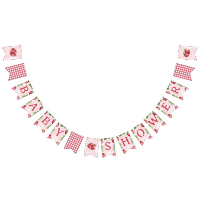 Banderines Banner de Baby Shower Bunting de fresa (Todo)