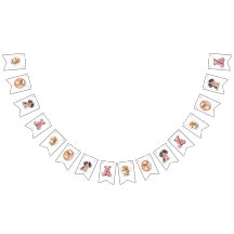 Banner de Baby Shower con arcos rosados y animales