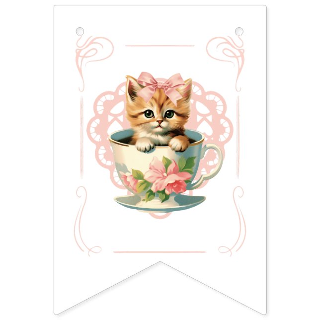 Banderines Banner de Baby Shower con arcos rosados y animales (Quinta bandera)