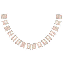 Banderines Banner de Baby Shower de flores rosadas rusticas d