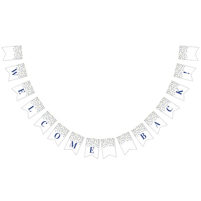 Banderines Banner de bienvenida azul dorado confetti (Todo)