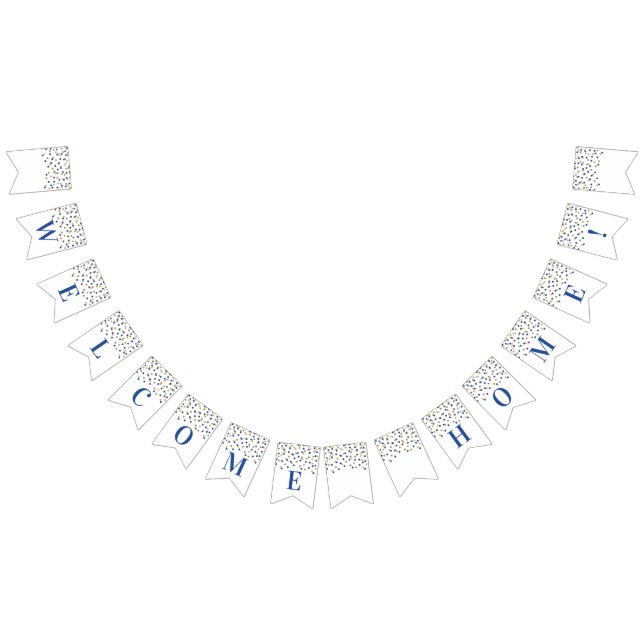 Banderines Banner de bienvenida Blue Gold Confetti (Todo)