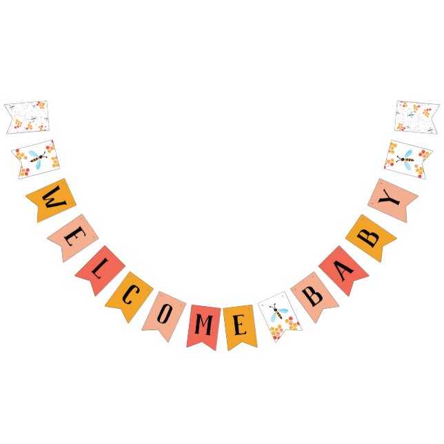 Banderines Banner de bienvenida de Baby Bee Baby Shower Bunti (Todo)