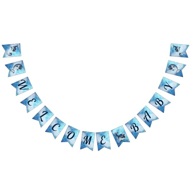 Banderines Banner de bienvenida de la ducha Narwhal (Todo)