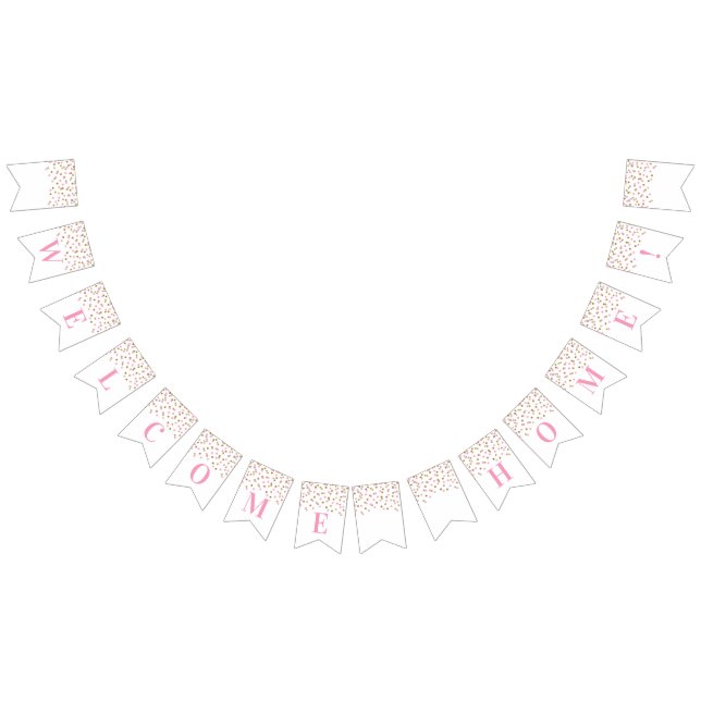 Banderines Banner de bienvenida rosado dorado confetti (Todo)