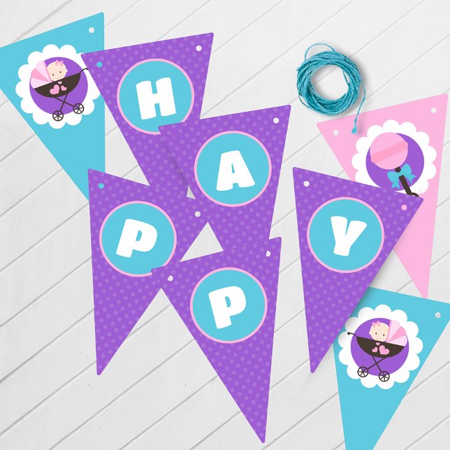 Banderines Banner de Bunging de Baby Doll Happy Birthday (Baby Doll Birthday Hanging Happy Birthday Banner)