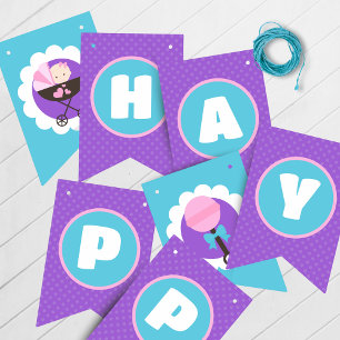 Banderines Banner de Bunging de Baby Doll Happy Birthday