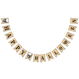 Banderines Banner de Bunting B&W Happy Halloween Aged Skull