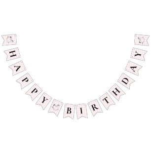 Banderines Banner de Bunting Birthday Pink Gingham
