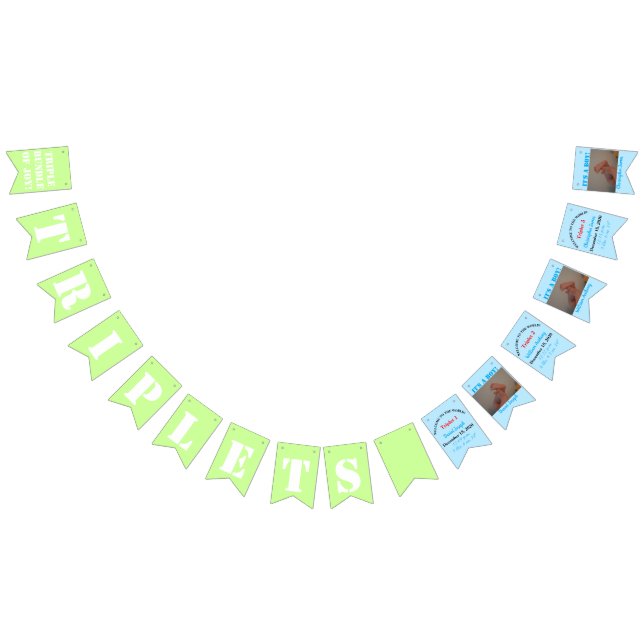 Banderines Banner de Bunting Blue Green de Triplet Boy (Todo)