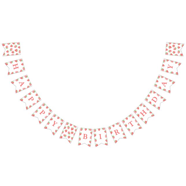 Banderines Banner de bunting Cute Strawberry Happy Birthday (Todo)