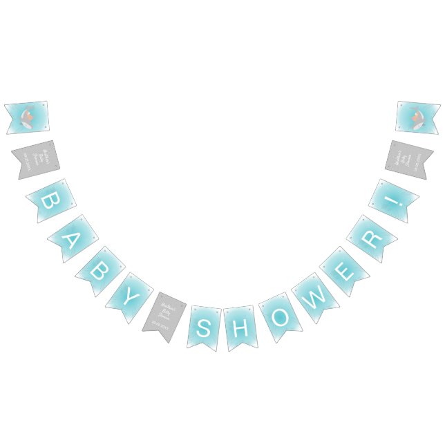 Banderines Banner de Bunting de Baby Shower para los tiburone (Todo)