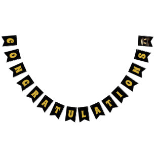 Banderines Banner de Bunting de Black & Gold "Felicitaciones"